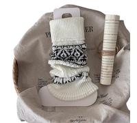 ZYAGH 1 Pair Women's Socks Autumn Winter Retro Pile Warm Thick Leg Covers Diamond Shaped Calf Knitted Booty Warmers(White)