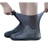 ZYAGH 2/20pcs Latex WaterProof Shoe Covers Unisex Shoes Protectors Reusable Non-Slip Rain Boot Overshoes(Black,3pairs)