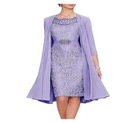 ZYAGH Abiti da Sposa in Chiffon for la Madre della Sposa con Giacca, Lunghezza al Ginocchio, Maniche a 3/4, in Pizzo, for invitati a Nozze, Serate di Gala, Sposo(Color05,22W)