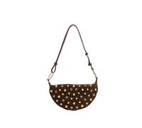 ZYAGH Borsa a tracolla con borchie di design Rivet Crescent Borse da donna in metallo sotto le ascelle retrò a pois(Brown)