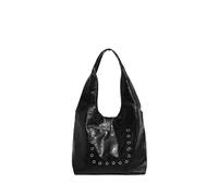 ZYAGH Borsa a tracolla Hobo con rivetti cavi, borsa a secchiello in metallo retrò con chiodi in cera oleosa, borsa tote da donna in stile punk industriale(B-Black)