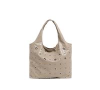ZYAGH Borsa a tracolla Hobo con rivetti cavi, borsa a secchiello in metallo retrò con chiodi in cera oleosa, borsa tote da donna in stile punk industriale(A-creamy-white)