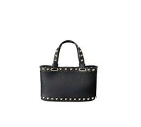 ZYAGH Borsa da donna, borsa tote con rivetti, borsa a secchiello, borsa a tracolla, borsa a mano in pelle pieno fiore(Black)