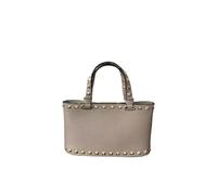 ZYAGH Borsa da donna, borsa tote con rivetti, borsa a secchiello, borsa a tracolla, borsa a mano in pelle pieno fiore(Khaki)