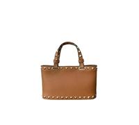ZYAGH Borsa da donna, borsa tote con rivetti, borsa a secchiello, borsa a tracolla, borsa a mano in pelle pieno fiore(Camel)