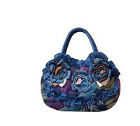 ZYAGH Borsa da sera in pizzo morbido for donna, borsa a mano con fiori tridimensionali, portachiavi e portacellulare(Color 3)