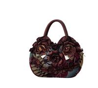 ZYAGH Borsa da sera in pizzo morbido for donna, borsa a mano con fiori tridimensionali, portachiavi e portacellulare(Color 4)