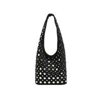 ZYAGH Borse a secchiello con rivetti for donna, borsa a tracolla in finta pelle scamosciata, borse invernali con borchie, borsa shopper da donna con texture opaca(Black)