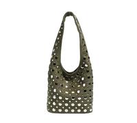 ZYAGH Borse a secchiello con rivetti for donna, borsa a tracolla in finta pelle scamosciata, borse invernali con borchie, borsa shopper da donna con texture opaca(Green)