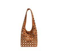 ZYAGH Borse a secchiello con rivetti for donna, borsa a tracolla in finta pelle scamosciata, borse invernali con borchie, borsa shopper da donna con texture opaca(Brown)