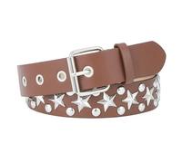 ZYAGH Cintura con rivetti a stella argentata, unisex, alla moda, coordinata, for jeans, accessori, cintura hip hop punk, for ragazze, cintura nera in PU(Coffee)