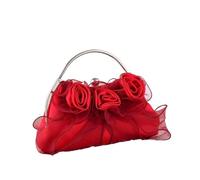 ZYAGH Elegante pochette a forma di fiore for donna, elegante borsa a mano con manico in metallo rosa, fibbia, for matrimoni, feste, abiti da sera(Red)