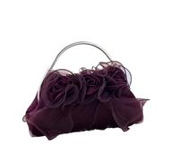 ZYAGH Elegante pochette a forma di fiore for donna, elegante borsa a mano con manico in metallo rosa, fibbia, for matrimoni, feste, abiti da sera(Purple)