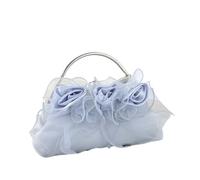 ZYAGH Elegante pochette a forma di fiore for donna, elegante borsa a mano con manico in metallo rosa, fibbia, for matrimoni, feste, abiti da sera(Silver)