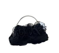ZYAGH Elegante pochette a forma di fiore for donna, elegante borsa a mano con manico in metallo rosa, fibbia, for matrimoni, feste, abiti da sera(Black)