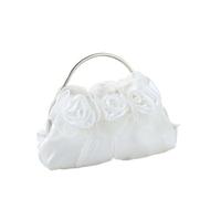 ZYAGH Elegante pochette a forma di fiore for donna, elegante borsa a mano con manico in metallo rosa, fibbia, for matrimoni, feste, abiti da sera(White)