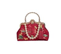 ZYAGH Vintage Wedding Handbag Bright Red Embroidered