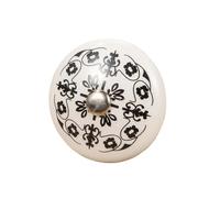 ZYAYNG 12PCS White Print Ceramic Door Knobs And Handles Furniture Drawer Cupboard Single Hole Cabinet Per Mobili(Color 1)