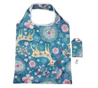 ZYAYNG 5Pcs Printed Polyester Foldable Shoulder Shopping Bag Creative Portable Hand-held Storage Supermarket Per Shopping(Color2)