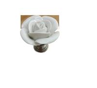 ZYAYNG 6PCS Ceramic Cabinet Pull White Rose Lotus Love Simple Knobs Single Hole Kitchen Furniture Drawer Handle With Flower Per Mobili(Color 2)