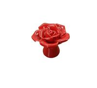 ZYAYNG 6PCS Furniture Handles Hardware Ceramic Flower Rose Drawer Knobs Rural Cabinet Cupboard 41mm Diameter 34mm Height Per Mobili(Red)
