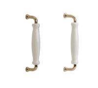 ZYAYNG 6pcs White Ceramic Door Handles Modern Furniture Knobs Zinc Alloy Pulls Kitchen Cupboards Cabinet Drawer Handle Per Mobili(Golden-128mm)