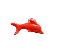 ZYAYNG 7PCS Ceramic Handle Cabinet Door Drawer Single Hole White Dolphin Sea World Cartoon Per Mobili(Red)