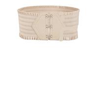 ZYAYNG Cintura Larga Per Donna Cintura larga con balze elastiche a tripla fibbia vibrante - Elegante cintura decorativa for abito da donna cinturino regolabile Per Donna(XXL,Beige)