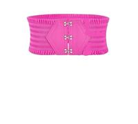 ZYAYNG Cintura Larga Per Donna Cintura larga con balze elastiche a tripla fibbia vibrante - Elegante cintura decorativa for abito da donna cinturino regolabile Per Donna(L,Rose Red)