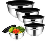 ZYAYNG Ciotola In Acciaio Inox Mixing Bowl Set Of 5, Stainless Steel Metal Nesting Salad With Lid, Airtight Easy Clean Per Cucina
