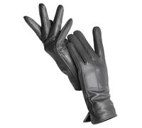 ZYAYNG Guanti In Pelle Da Donna Guanti Da Donna In Pelle Di Pecora Invernali Caldi Più Velluto Corto Sottile Da Guida Guanti In Pelle Da Donna Di Colore For Women Girls(Dark grey,7)