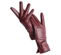 ZYAYNG Guanti In Pelle Da Donna Guanti Da Donna In Pelle Di Pecora Invernali Caldi Più Velluto Corto Sottile Da Guida Guanti In Pelle Da Donna Di Colore For Women Girls(Jujube,7)