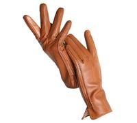 ZYAYNG Guanti In Pelle Da Donna Guanti Da Donna In Pelle Di Pecora Invernali Caldi Più Velluto Corto Sottile Da Guida Guanti In Pelle Da Donna Di Colore For Women Girls(Mustard,8.5)