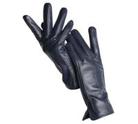 ZYAYNG Guanti In Pelle Da Donna Guanti Da Donna In Pelle Di Pecora Invernali Caldi Più Velluto Corto Sottile Da Guida Guanti In Pelle Da Donna Di Colore For Women Girls(Dark blue,8.5)