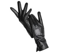 ZYAYNG Guanti In Pelle Da Donna Guanti Da Donna In Pelle Di Pecora Invernali Caldi Più Velluto Corto Sottile Da Guida Guanti In Pelle Da Donna Di Colore For Women Girls(Black,7.5)