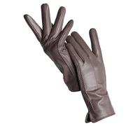 ZYAYNG Guanti In Pelle Da Donna Guanti Da Donna In Pelle Di Pecora Invernali Caldi Più Velluto Corto Sottile Da Guida Guanti In Pelle Da Donna Di Colore For Women Girls(Khaki,8)