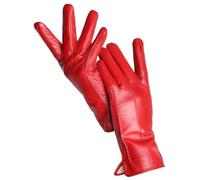 ZYAYNG Guanti In Pelle Da Donna Guanti Da Donna In Pelle Di Pecora Invernali Caldi Più Velluto Corto Sottile Da Guida Guanti In Pelle Da Donna Di Colore For Women Girls(Red,7.5)