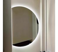 ZYBOWAYL 100cm Specchio Decorativo Senza Cornice Antideflagrante HD, 130cm Grande Antiappannamento Specchio da Bagno Semicerchio a 3 Colori(Left Cut,90x60cm/35x24)