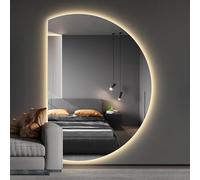 ZYBOWAYL 110cm Specchio Vanity Bagno con Luce a LED, 130cm Specchio da Parete a semicerchio 3 Temperature di Colore 3000K-4000k-6000K, Anti Nebbia(Left Cut,100x70cm/39x28in)