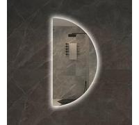 ZYBOWAYL 120cm Grande Specchio da Bagno Dimmerabile da Parete con Illuminato 100cm Specchio Vanity a LED Mezza Luna Antiappannamento senza Cornice 80cm(Left Cut,47x24in)