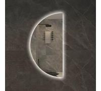 ZYBOWAYL 120cm Grande Specchio da Bagno Dimmerabile da Parete con Illuminato 100cm Specchio Vanity a LED Mezza Luna Antiappannamento senza Cornice 80cm(Right Cut,47x24in)