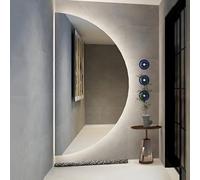 ZYBOWAYL 120cm Intelligente Senza Cornice Specchio da Bagno da Parete con 3 Colori di Luce, 100cm Dimmerabile Specchio da Trucco a LED, Anti-Appannamento(Left Cut,80x40cm)