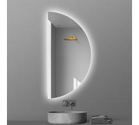 ZYBOWAYL 120cm Specchio da Bagno a Semicerchio con 3 Colori di Luce, 100cm Senza Cornice Specchio Vanity Anti-Appannamento per Doccia Rasatura Trucco(Left Cut,32x16in)