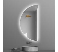 ZYBOWAYL 120cm Specchio da Bagno a Semicerchio con 3 Colori di Luce, 100cm Senza Cornice Specchio Vanity Anti-Appannamento per Doccia Rasatura Trucco(Right Cut,47x24in)