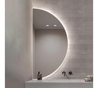 ZYBOWAYL 60x120cm Specchio Decorativi da Parete Antiappannamento a Mezza Luna 40x80cm, LED Specchio da Bagno Senza Cornice con Luce 3 Colori, Dimmerabile(Left Cut,120x60cm)