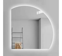 ZYBOWAYL 70/80/90/100cm Specchio Cosmetico a Mezza Luna per Bagno Antiappannamento, Senza Cornice Intelligente Specchio Bagno a LED con 3 Colori di Luce(Left Under Cut,28inch/70cm)