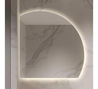 ZYBOWAYL 70/80/90/100cm Specchio Vanity Bagno Antinebbia Semicerchio con Luce LED, Specchio da Parete Dimmerabile a 3 Colori, Touch Control, Senza Cornice(Left Under Cut,90 * 90cm/36 * 36")
