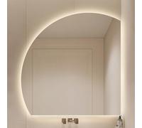 ZYBOWAYL 70cm 80cm Moderno Specchio Bagno Retroilluminato a Semicerchio con Anti-Appannamento, 90cm Specchio per Il Trucco 3 Colori Dimmerabile a LED(Right Under Cut,100cm/40)