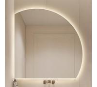 ZYBOWAYL 70cm 80cm Moderno Specchio Bagno Retroilluminato a Semicerchio con Anti-Appannamento, 90cm Specchio per Il Trucco 3 Colori Dimmerabile a LED(Left Under Cut,70cm/28)