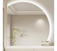 ZYBOWAYL 70cm Senza Cornice Intelligente Specchio da Bagno a Semicerchio con Anti-Appannamento, 80/90cm LED Specchio per Trucco 3 Colori Dimmerabile(Left Under Cut,90cm/36)